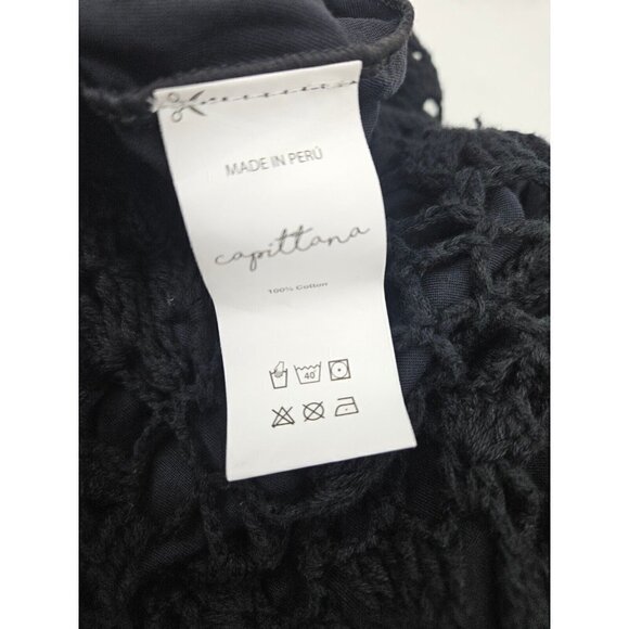 New Capittana Martina Crotchet Dress Womens M/L Black Cover Up - Picture 9 of 10